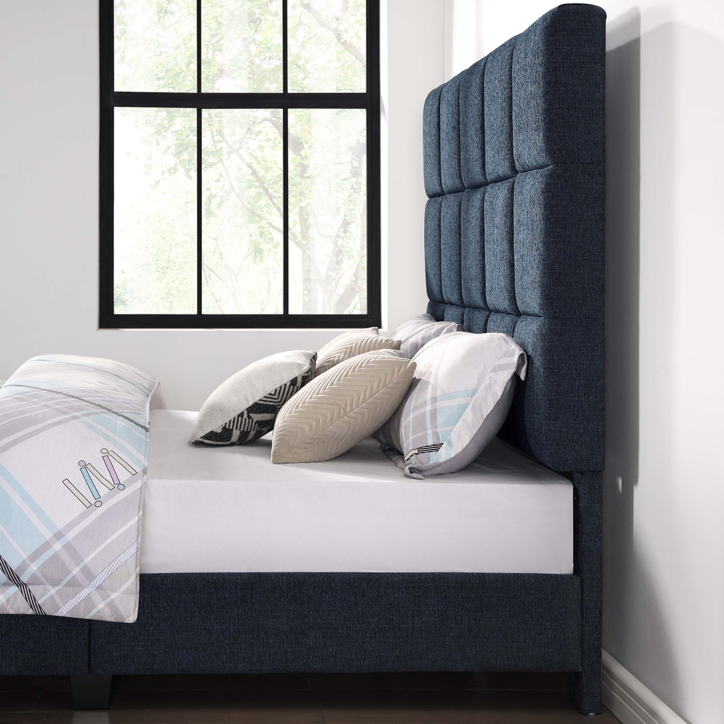 Briya Blue Queen Upholstered Bed - Thumbnail - Image 4