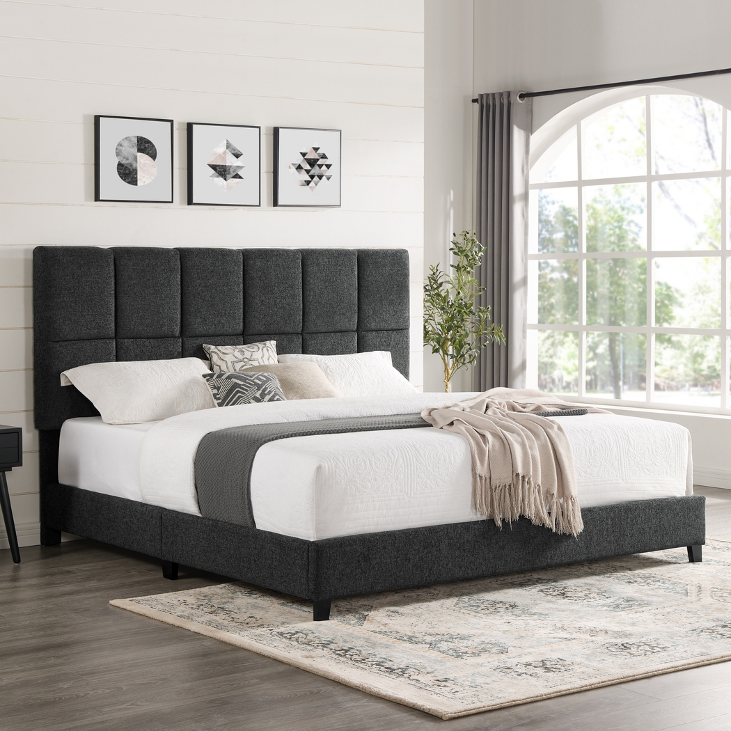 Briya Gray King Upholstered Bed - Thumbnail - Image 2