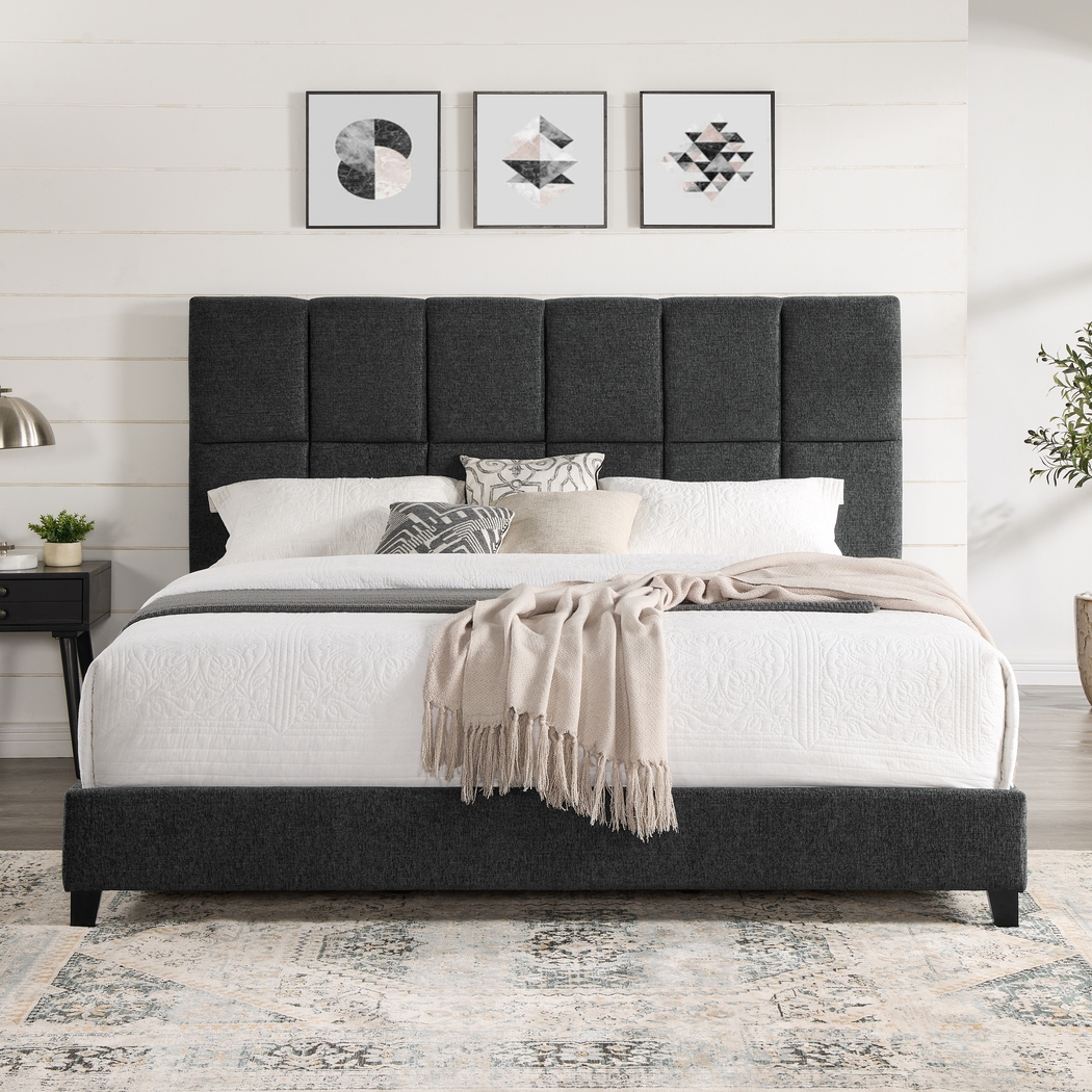 Briya Gray King Upholstered Bed - Thumbnail - Image 3