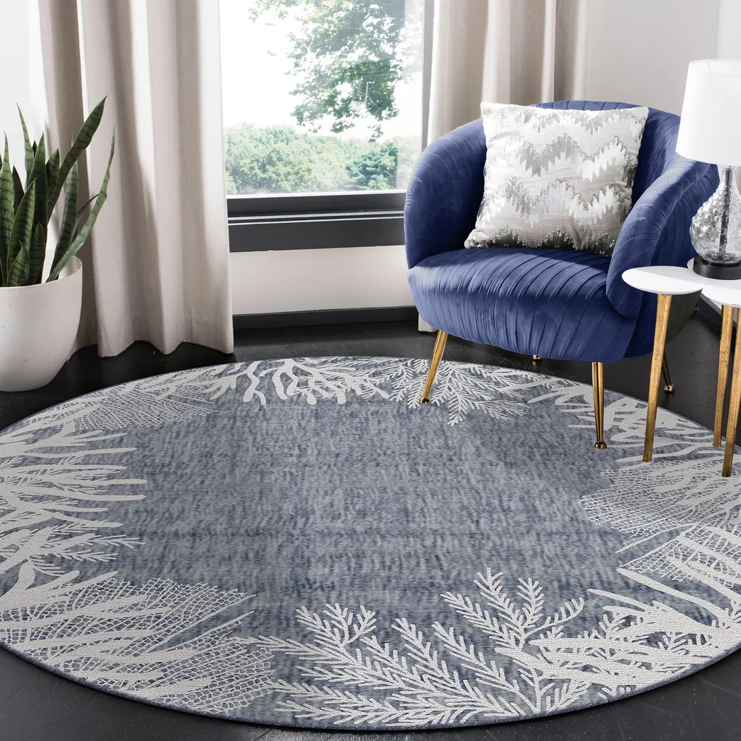 Briza Navy 7'10 Round Indoor/Outdoor Rug - Thumbnail - Image 2