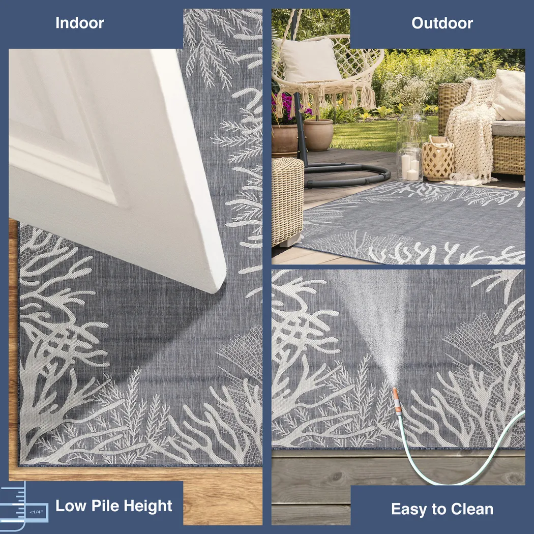 Briza Navy 7'10 Round Indoor/Outdoor Rug - Thumbnail - Image 4