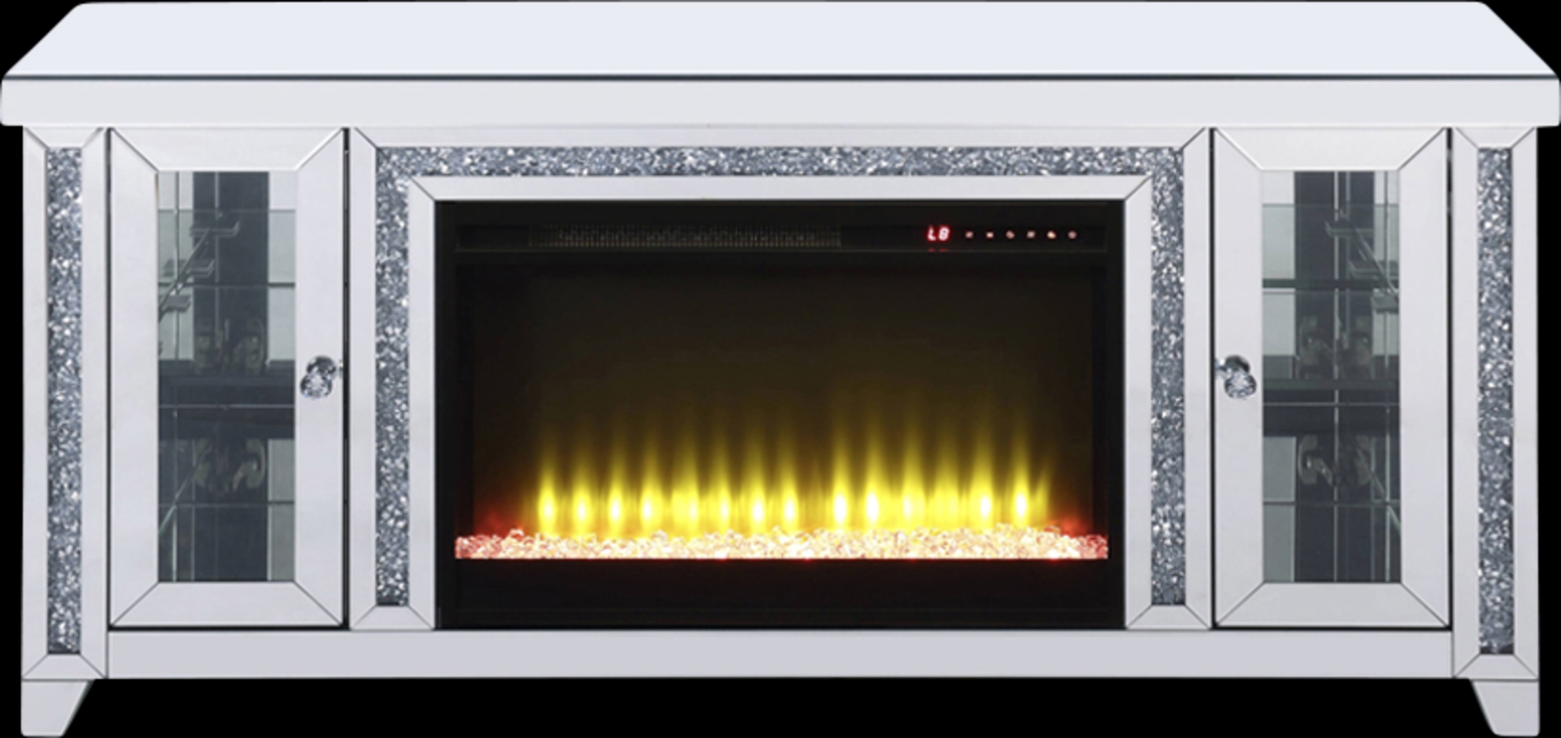 Broadfern Silver 59 in Console, With Electric Fireplace - Thumbnail - Image 1