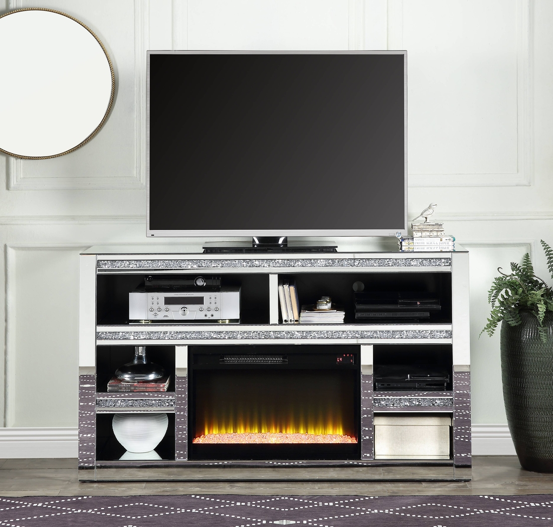 Broadhale Silver 59 in. Console, With Electric Fireplace - Thumbnail - Image 2