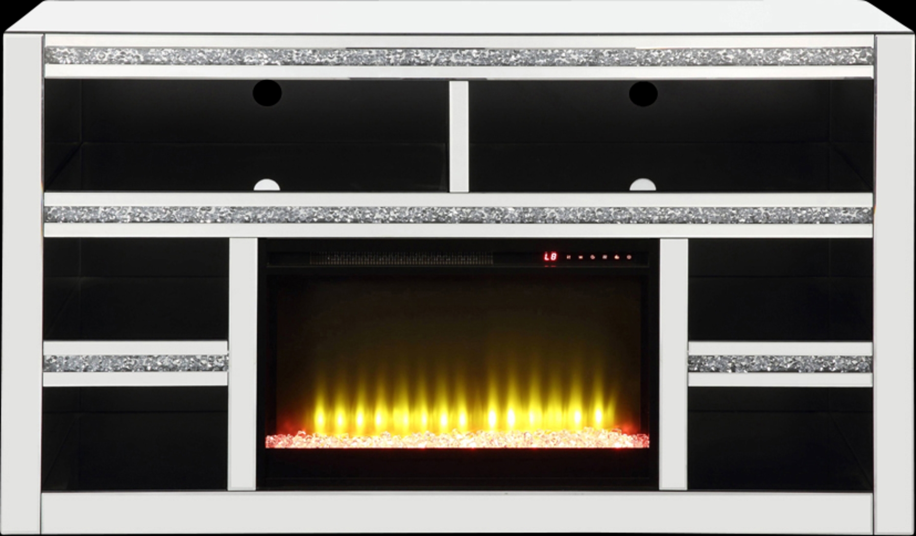 Broadhale Silver 59 in. Console, With Electric Fireplace - Thumbnail - Image 1