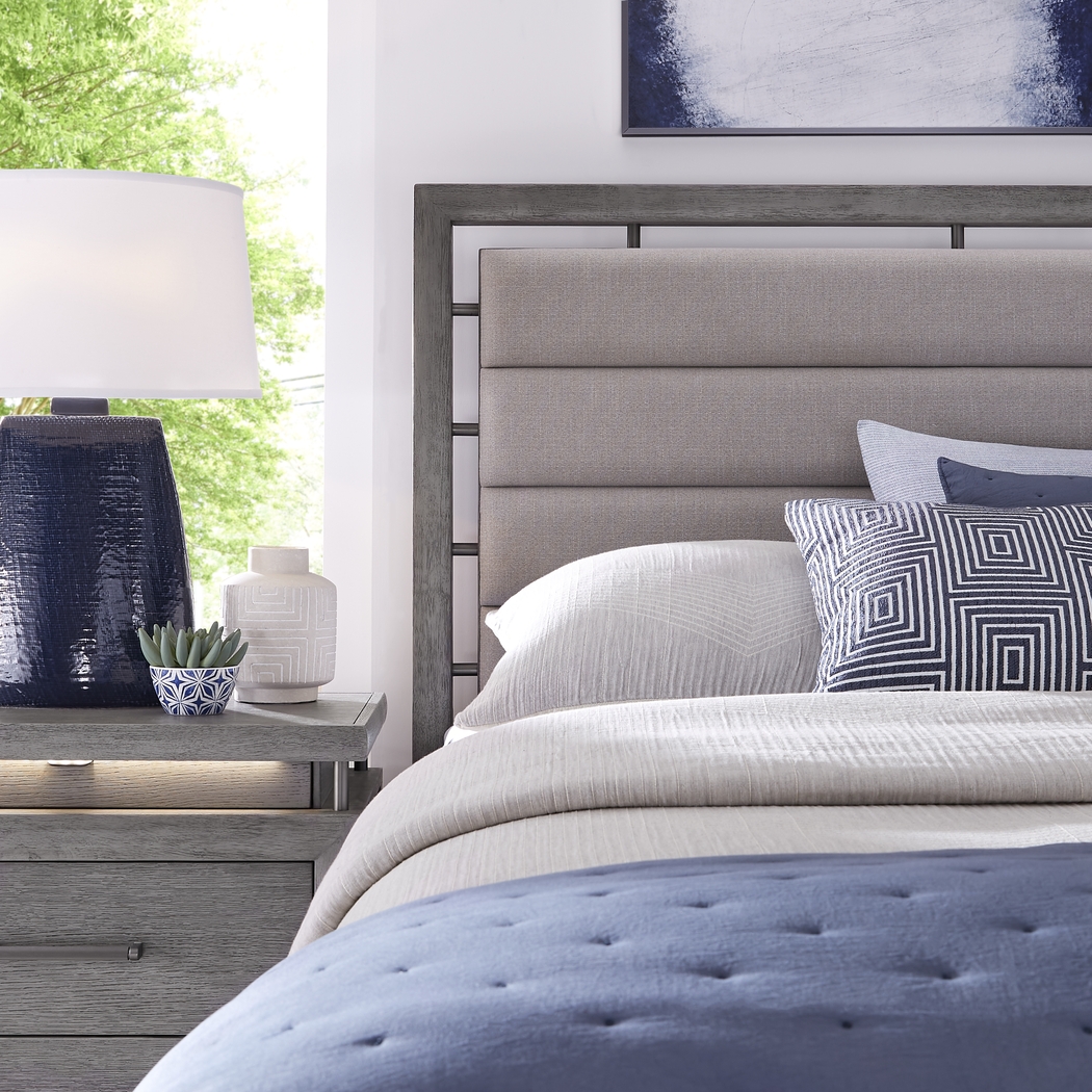 Broadmore Light Gray 3 Pc Queen Upholstered Bed - Thumbnail - Image 4