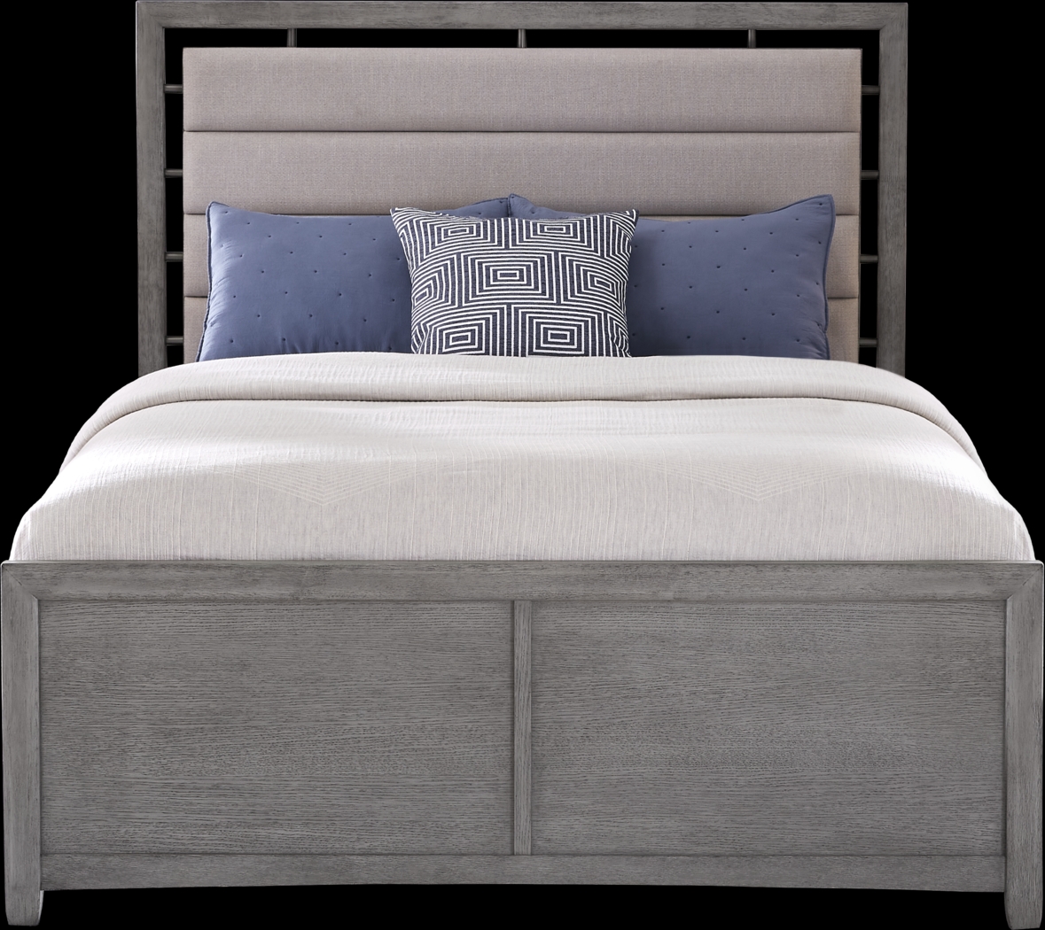 Broadmore Light Gray 3 Pc Queen Upholstered Bed - Thumbnail - Image 1