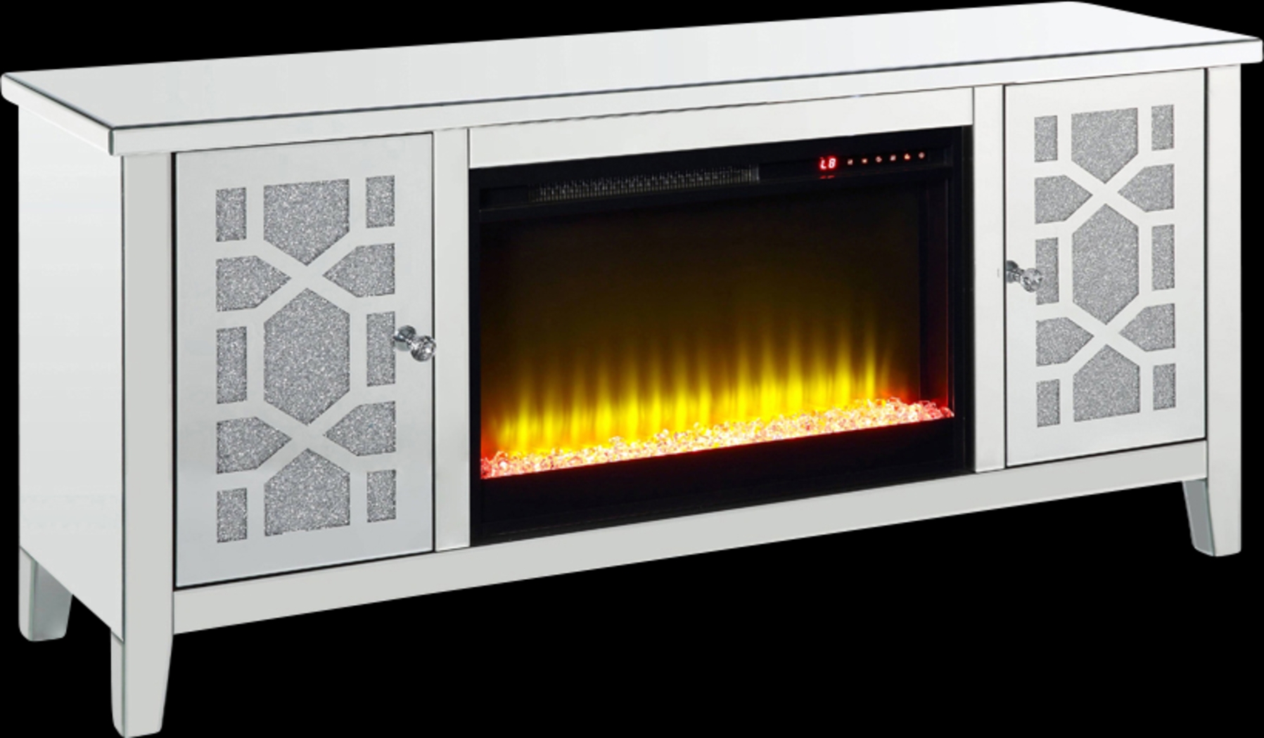 Broadripple Silver 59 in. Console, With Electric Fireplace - Thumbnail - Image 1