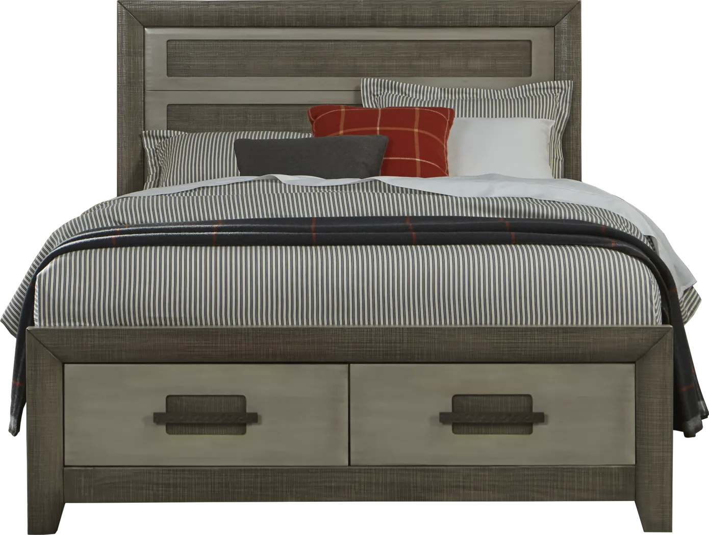 Broadstone Gray 3 Pc King Panel Bed with Storage - Thumbnail - Image 1