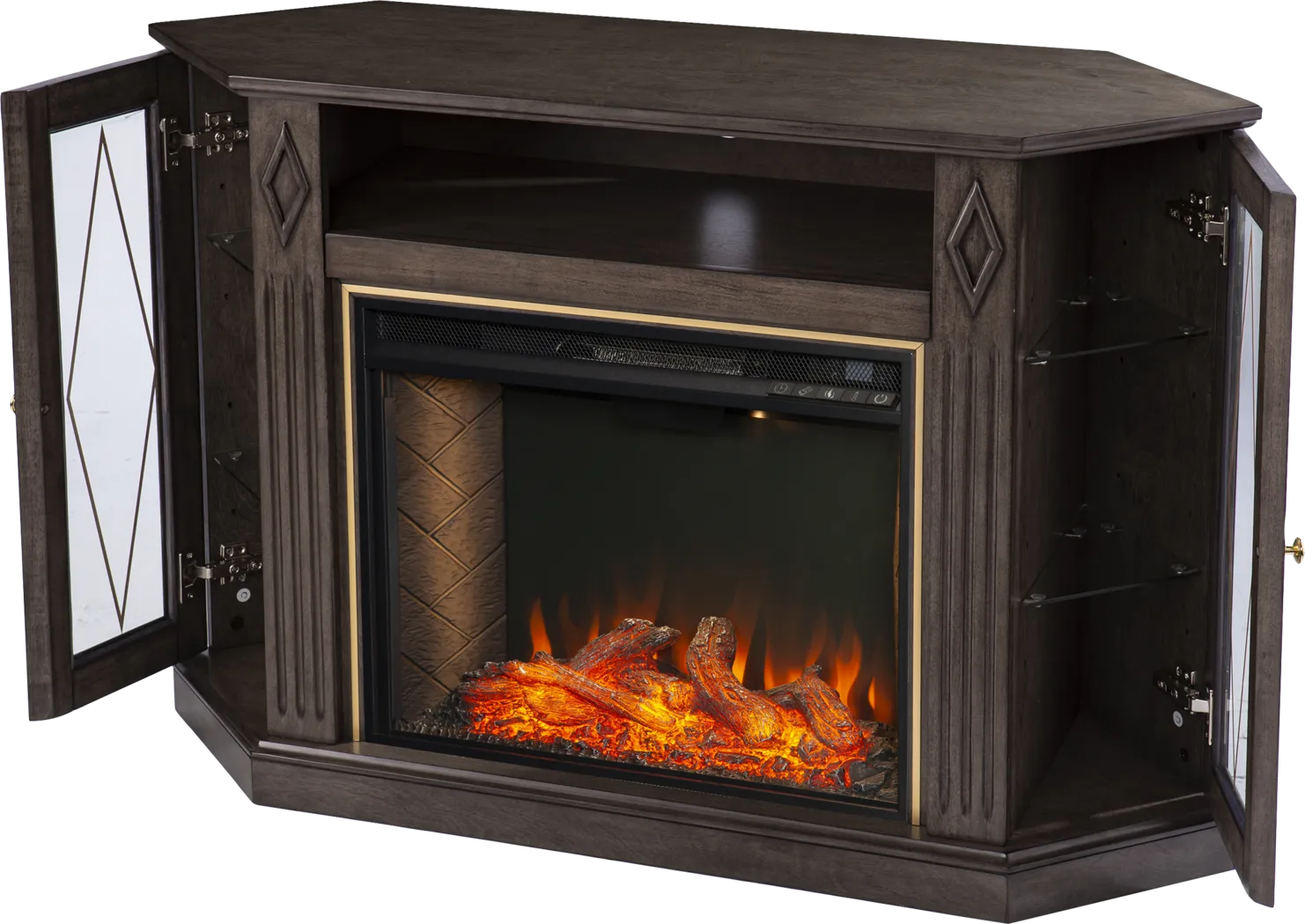 Brockdell III Brown 47 in. Console, With Smart Electric Fireplace - Image 5