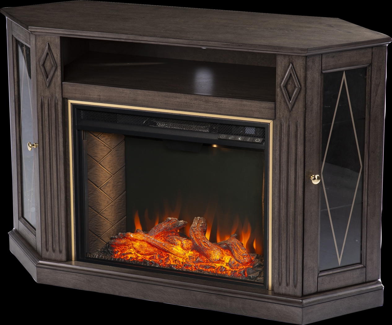Brockdell III Brown 47 in. Console, With Smart Electric Fireplace - Thumbnail - Image 1
