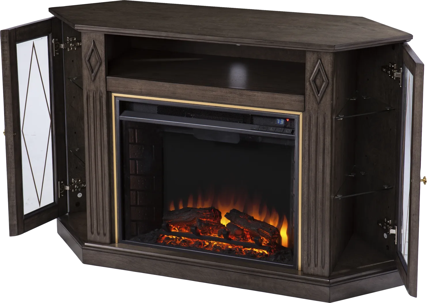 Brockdell II Brown 47 in. Console With Electric Log Fireplace - Image 5