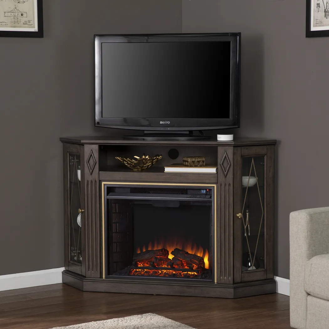Brockdell II Brown 47 in. Console With Electric Log Fireplace - Image 7