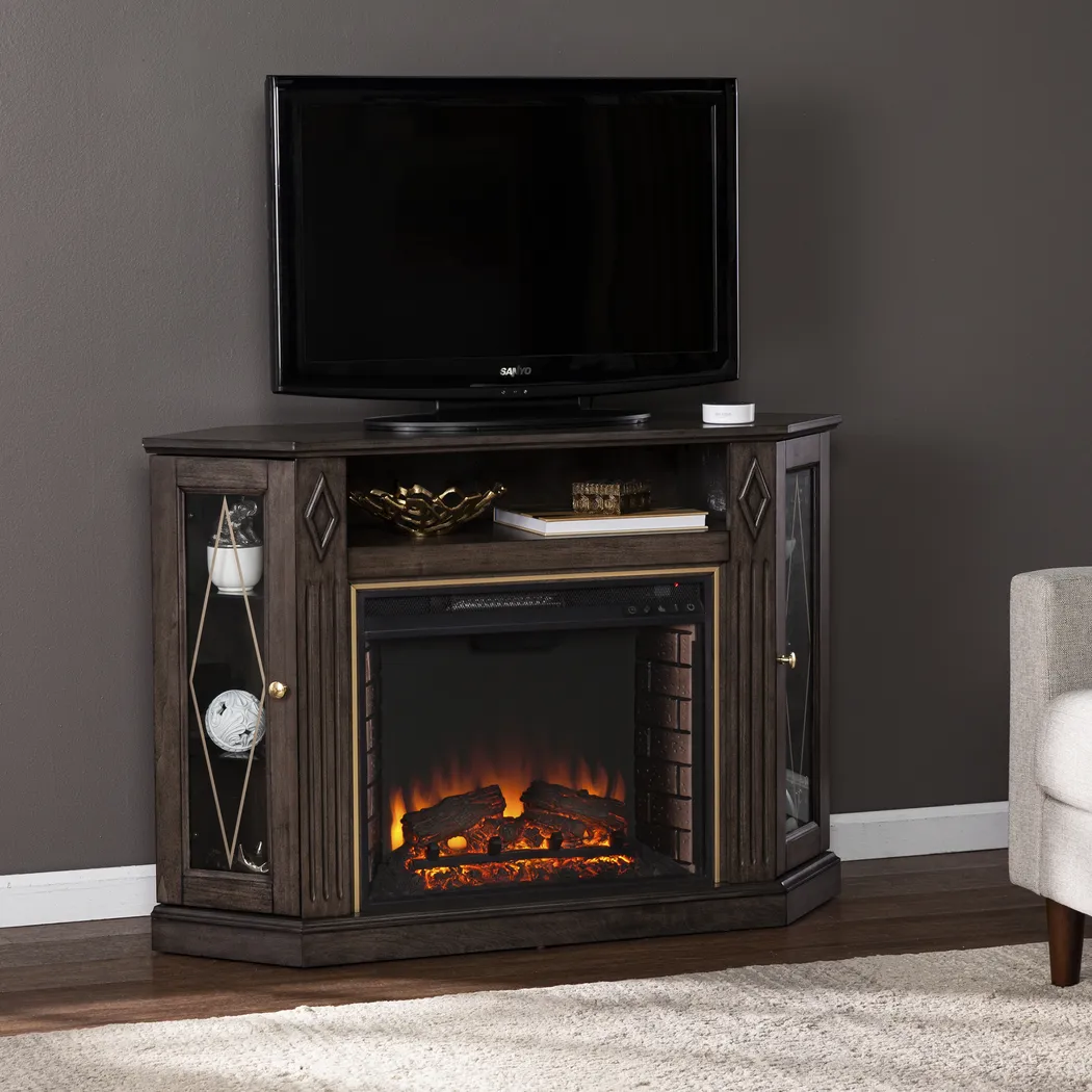 Brockdell II Brown 47 in. Console With Electric Log Fireplace - Image 8