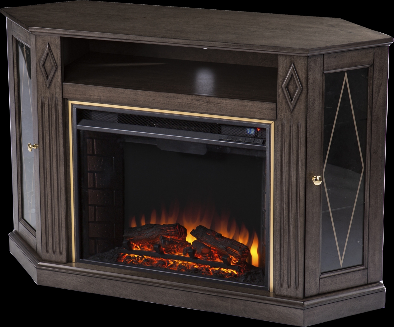 Brockdell II Brown 47 in. Console With Electric Log Fireplace - Thumbnail - Image 1