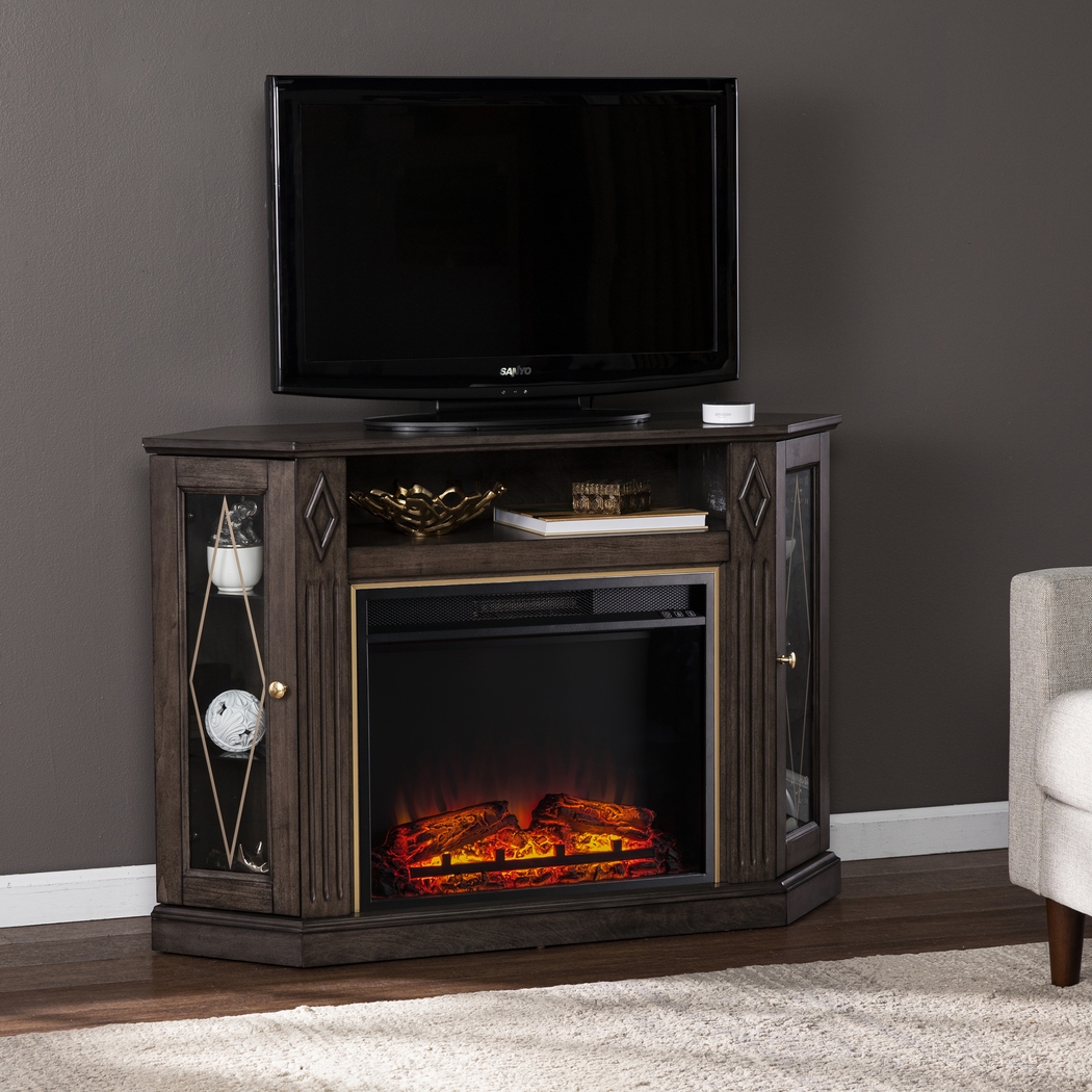 Brockdell V Brown 48 in. Console with Electric Fireplace - Thumbnail - Image 2
