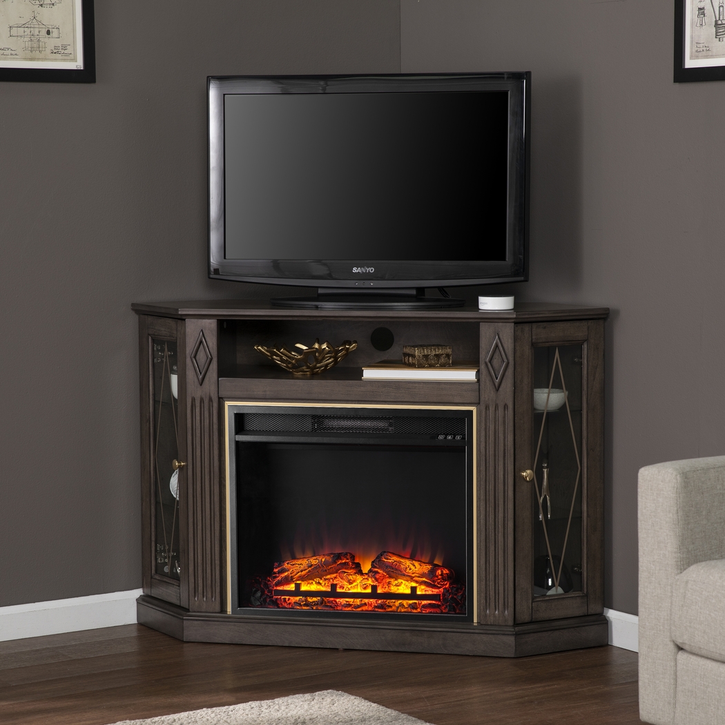 Brockdell V Brown 48 in. Console with Electric Fireplace - Thumbnail - Image 3