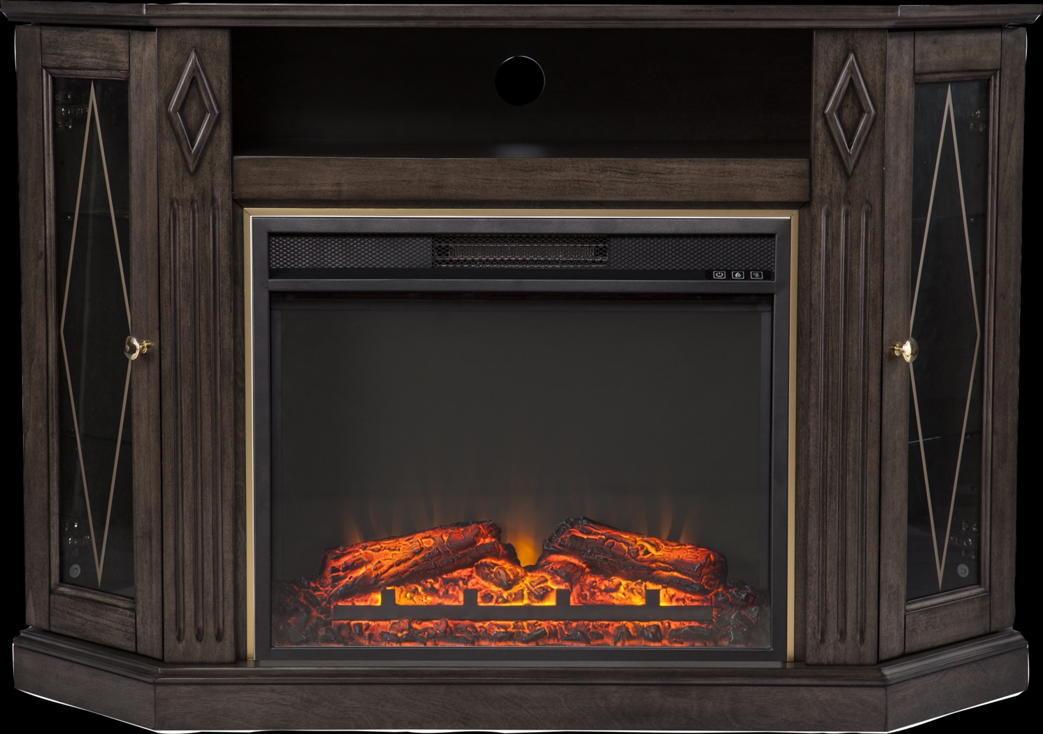 Brockdell V Brown 48 in. Console with Electric Fireplace - Thumbnail - Image 1