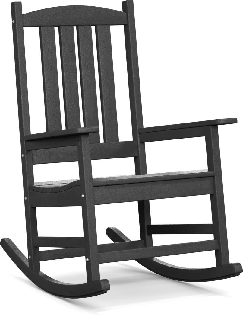 Brocky Black Outdoor Rocking Chair - Thumbnail - Image 1