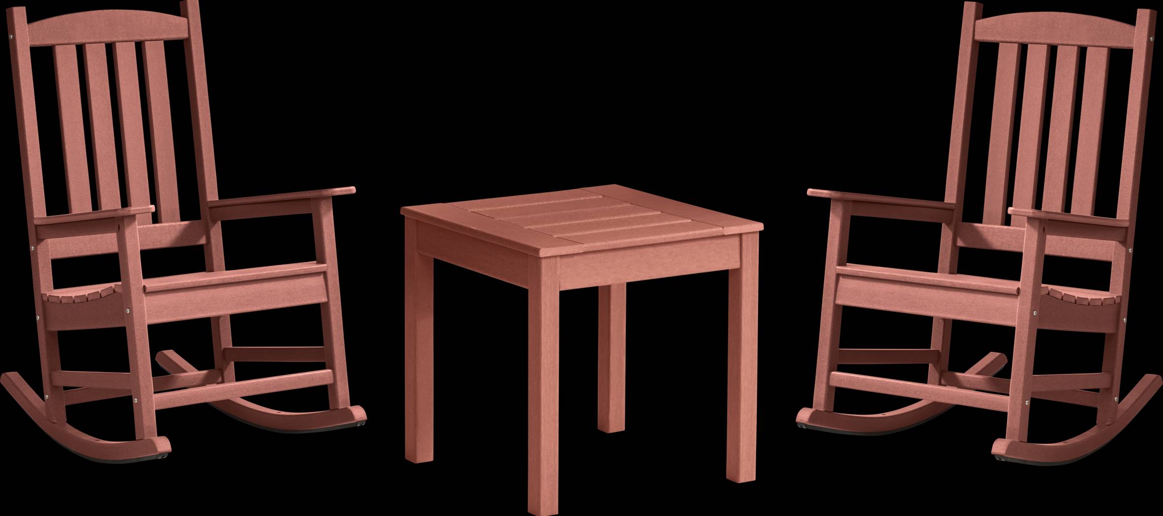 Brocky Red 3 Pc Outdoor Rocking Chair Set with End Table - Thumbnail - Image 1