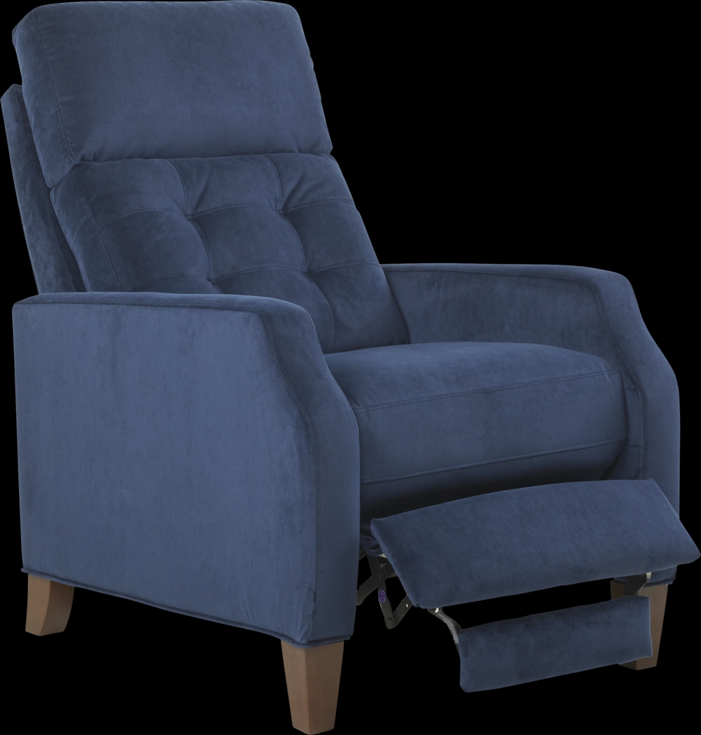Bromfield Navy Plush Pushback Recliner - Thumbnail - Image 2
