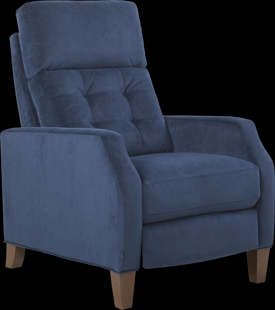 Bromfield Navy Plush Pushback Recliner - Thumbnail - Image 1