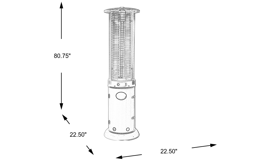 Dimension Image. Please refer to the Dimension Tab on this page for dimension details.