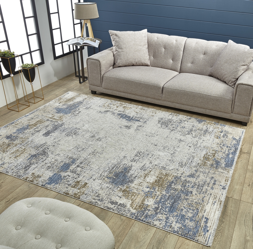 Bromtona Ivory/Blue 5'3 x 7'10 Rug - Thumbnail - Image 2