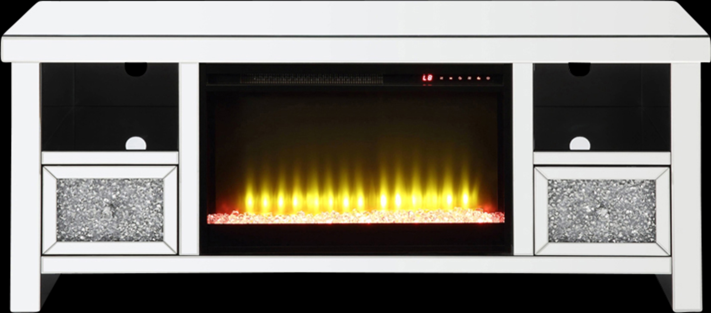 Bromwick Silver 59 in. Console, With Electric Fireplace - Thumbnail - Image 1