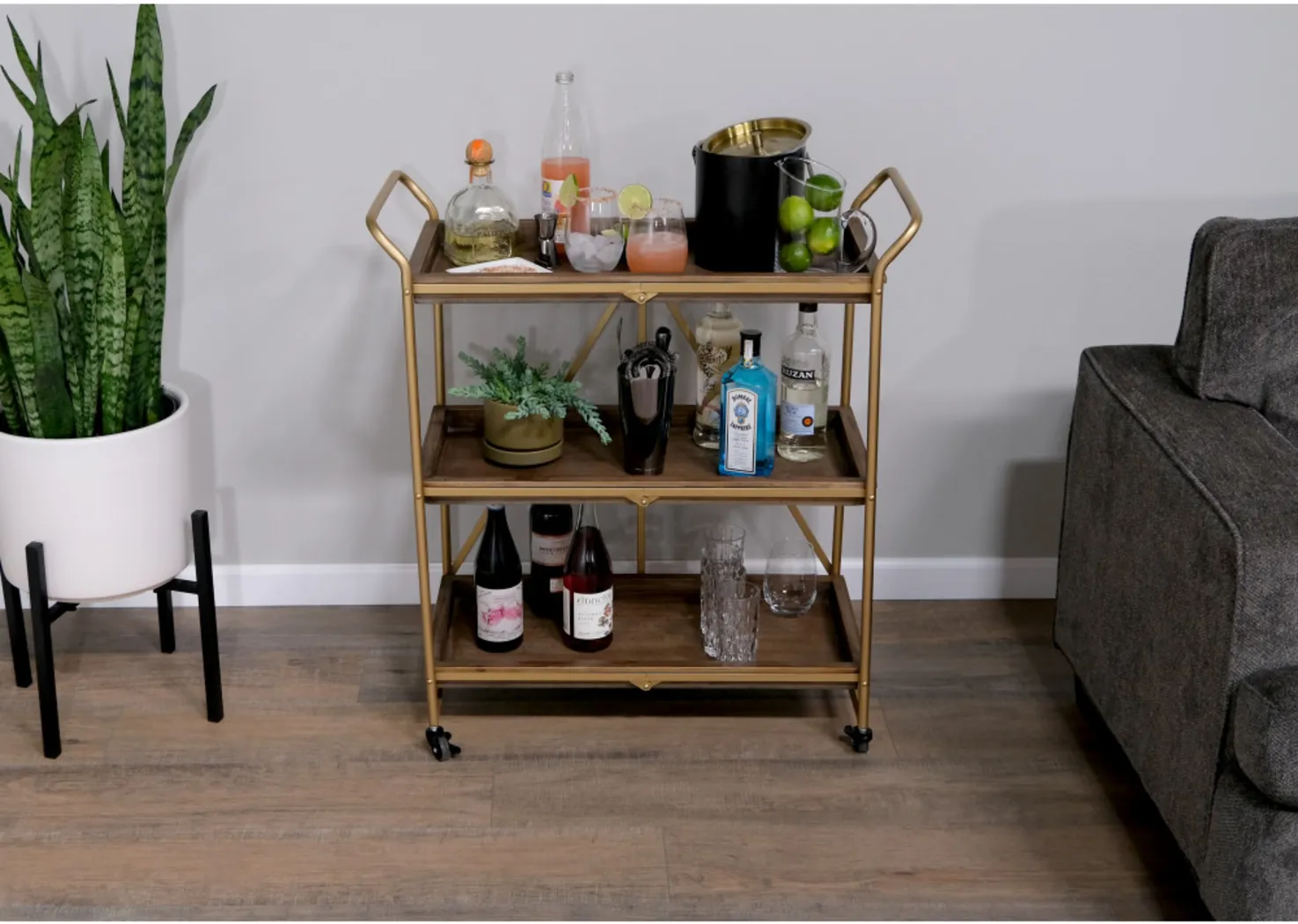 Bronbreck Brown Bar Cart - Thumbnail - Image 3