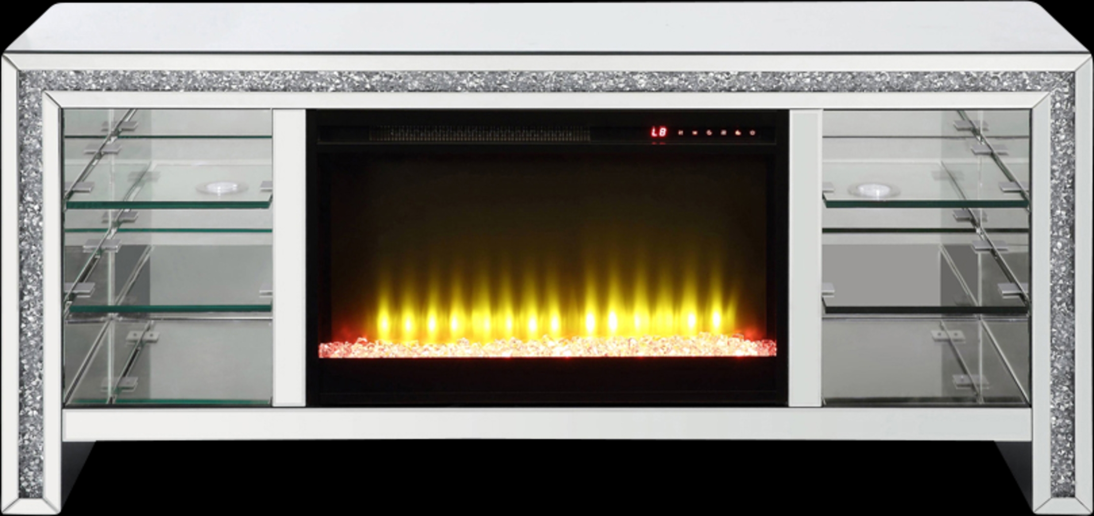 Brookchase Silver 59 in. Console, With Electric Fireplace - Thumbnail - Image 1