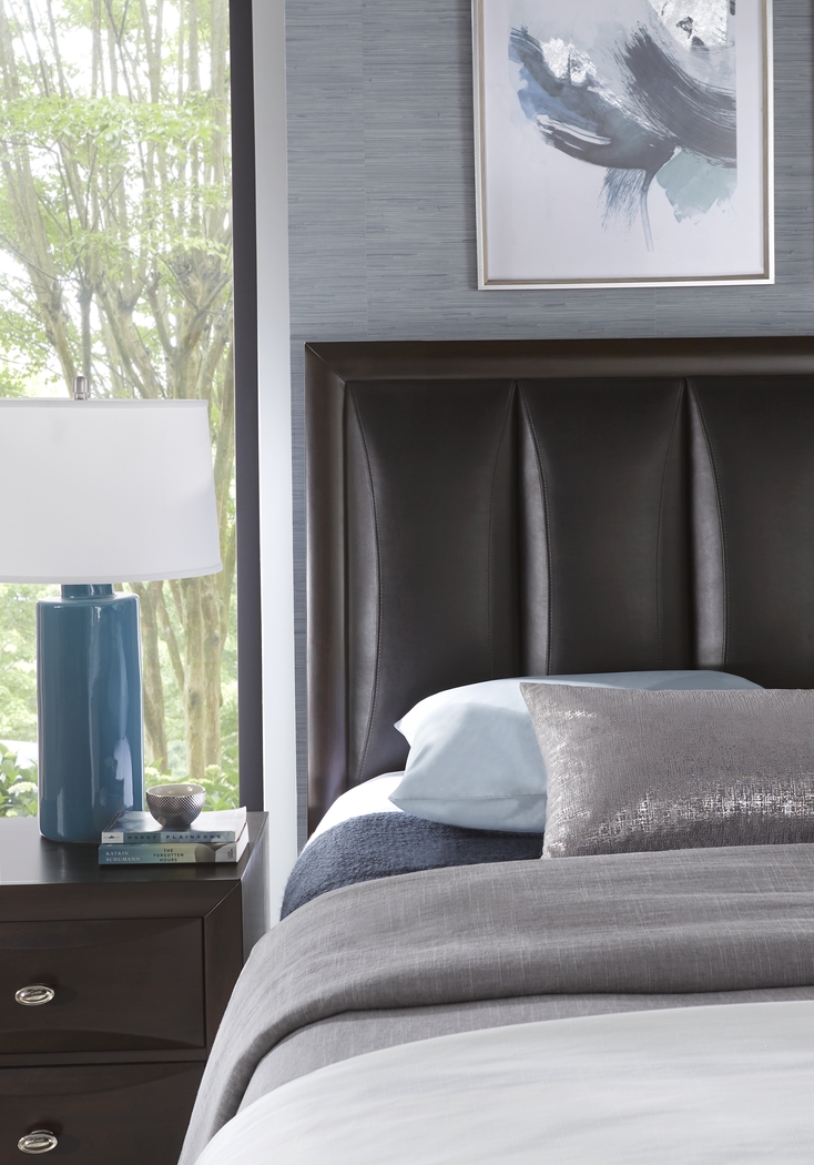 Brookeville Dark Brown 3 Pc Queen Upholstered Bed - Thumbnail - Image 3