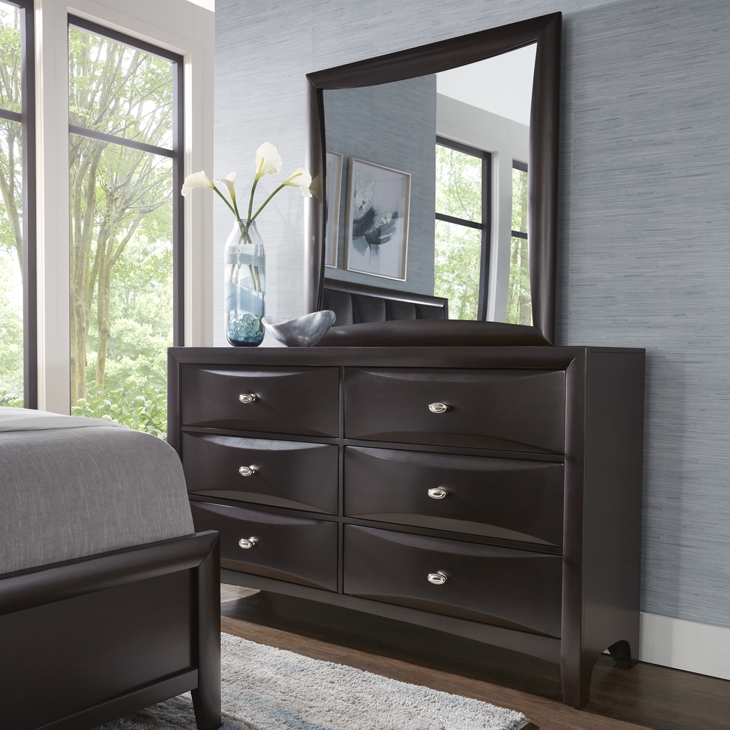 Brookeville Dark Brown 5 Pc Queen Upholstered Bedroom - Thumbnail - Image 6