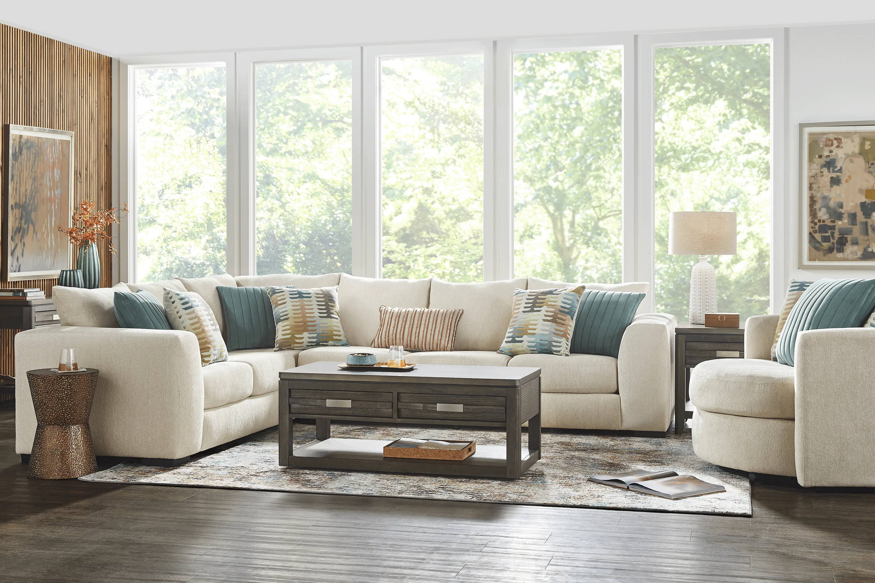 Brookeville White 5 Pc Sectional Living Room - Thumbnail - Image 1