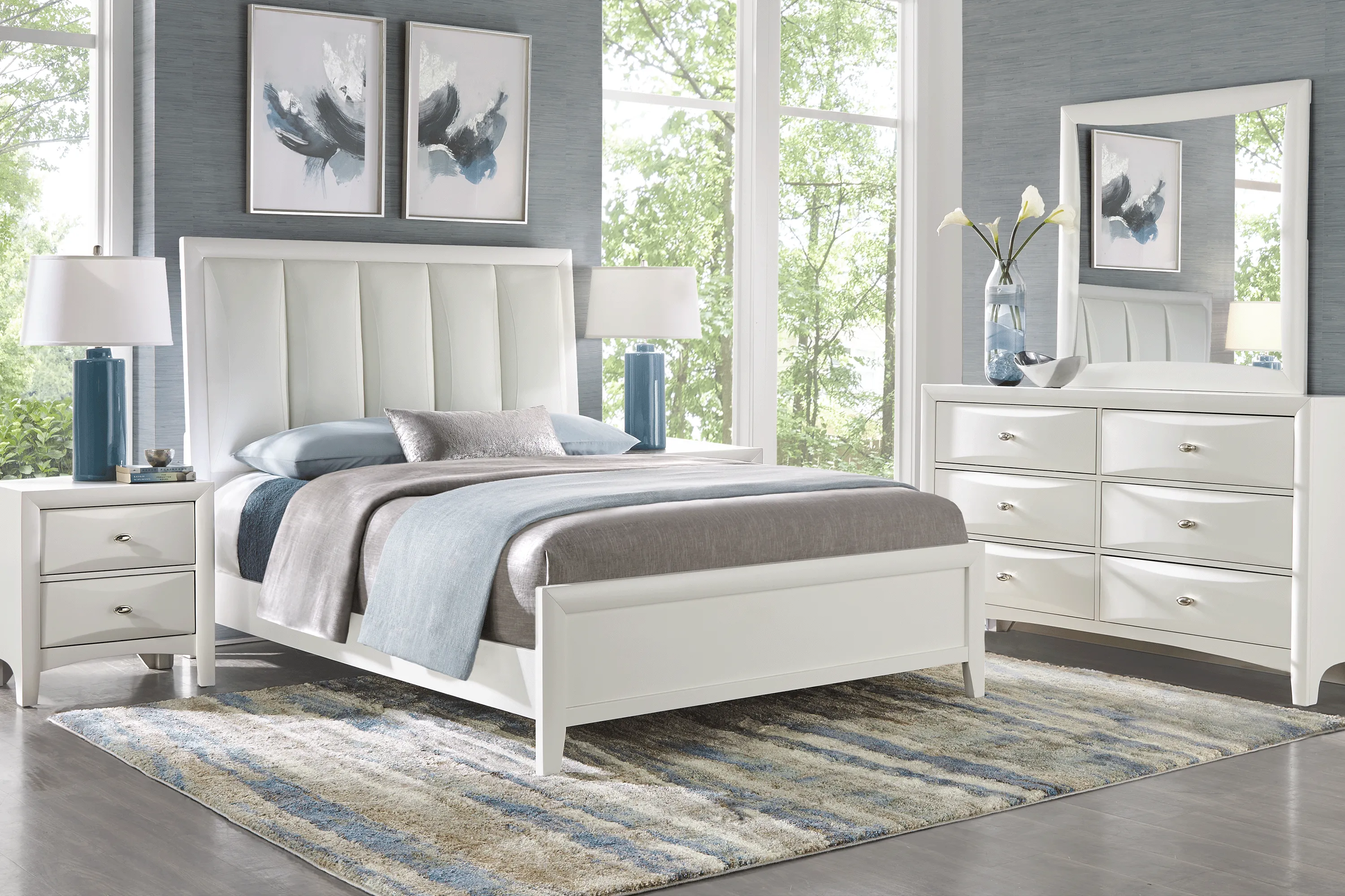 Brookeville White 7 Pc Queen Upholstered Bedroom - Thumbnail - Image 1