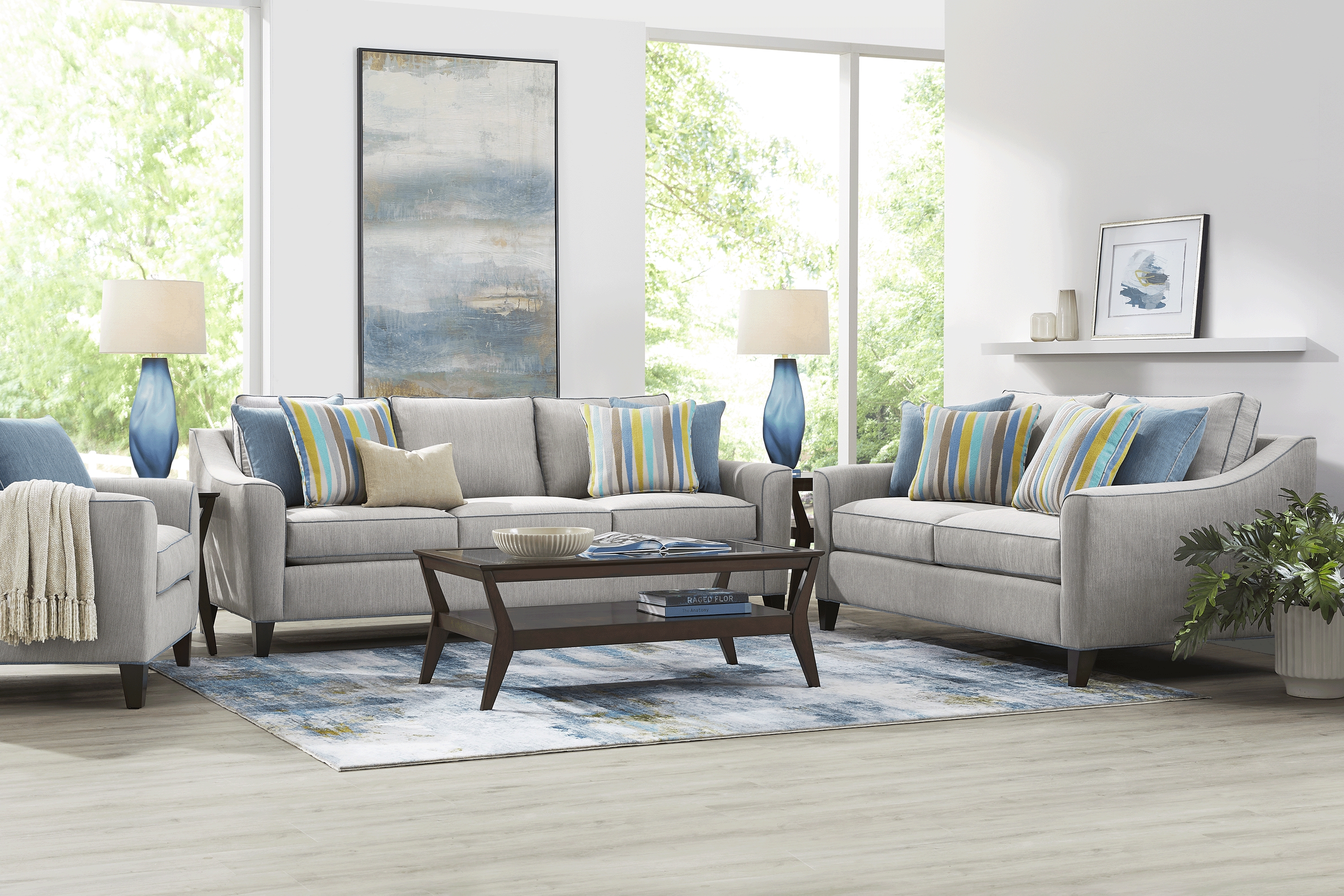 Brookhaven Gray 8 Pc Living Room with Sleeper Sofa - Thumbnail - Image 1
