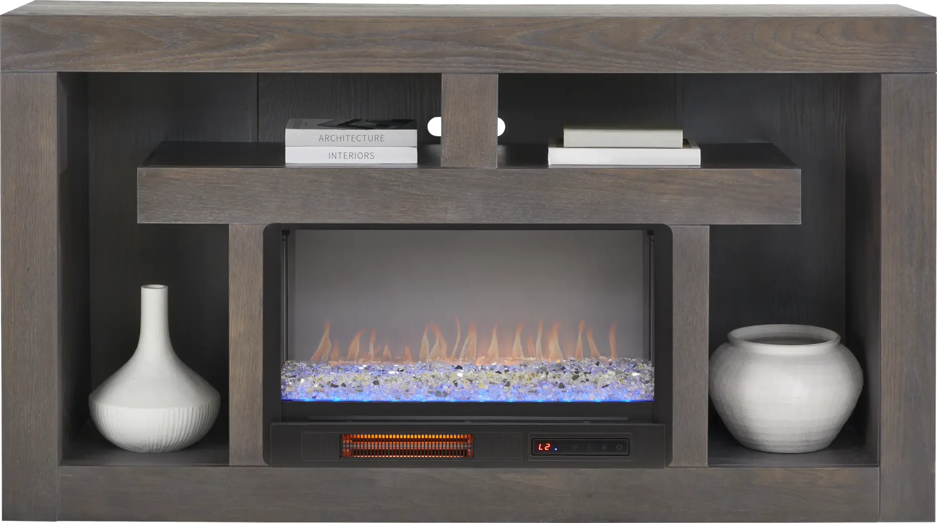 Brookland Park Black 66 in. Console with Electric Fireplace - Thumbnail - Image 2