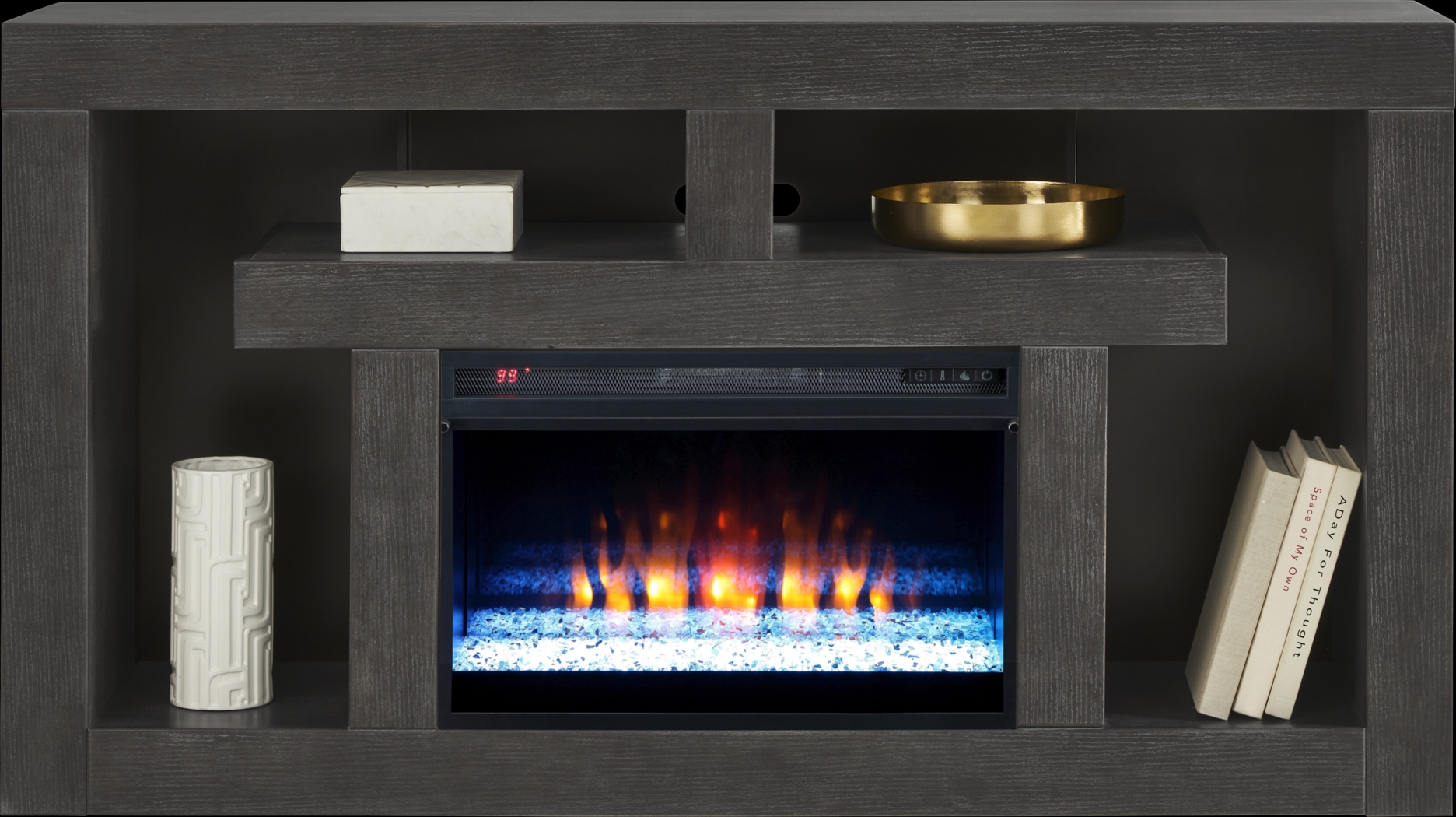 Brookland Park Black 66 in. Console with Electric Fireplace - Thumbnail - Image 2