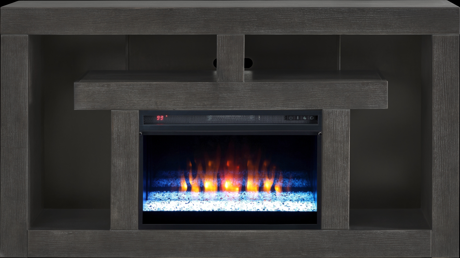 Brookland Park Black 66 in. Console with Electric Fireplace - Thumbnail - Image 1