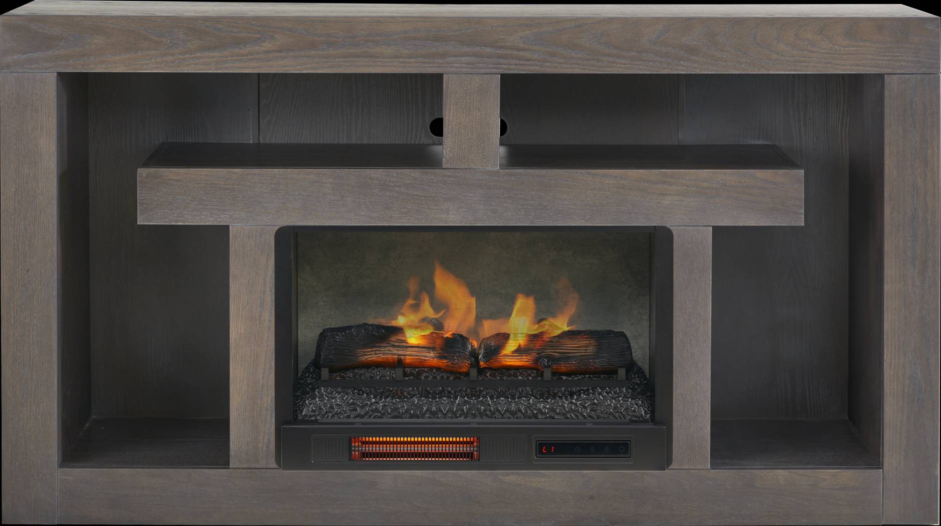 Brookland Park Black 66 in. Console with Electric Log Fireplace - Thumbnail - Image 1