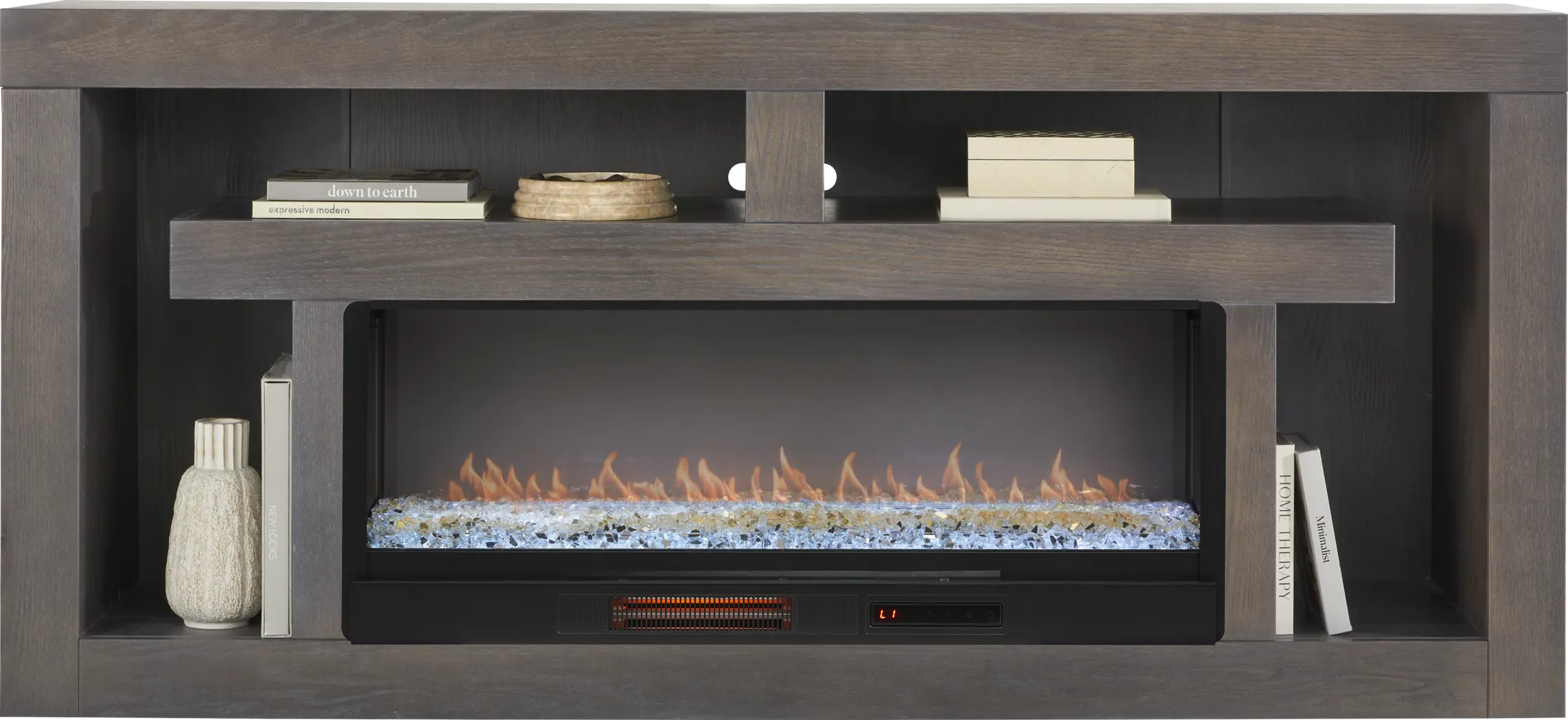 Brookland Park Black 80 in. Console with Electric Fireplace - Thumbnail - Image 2