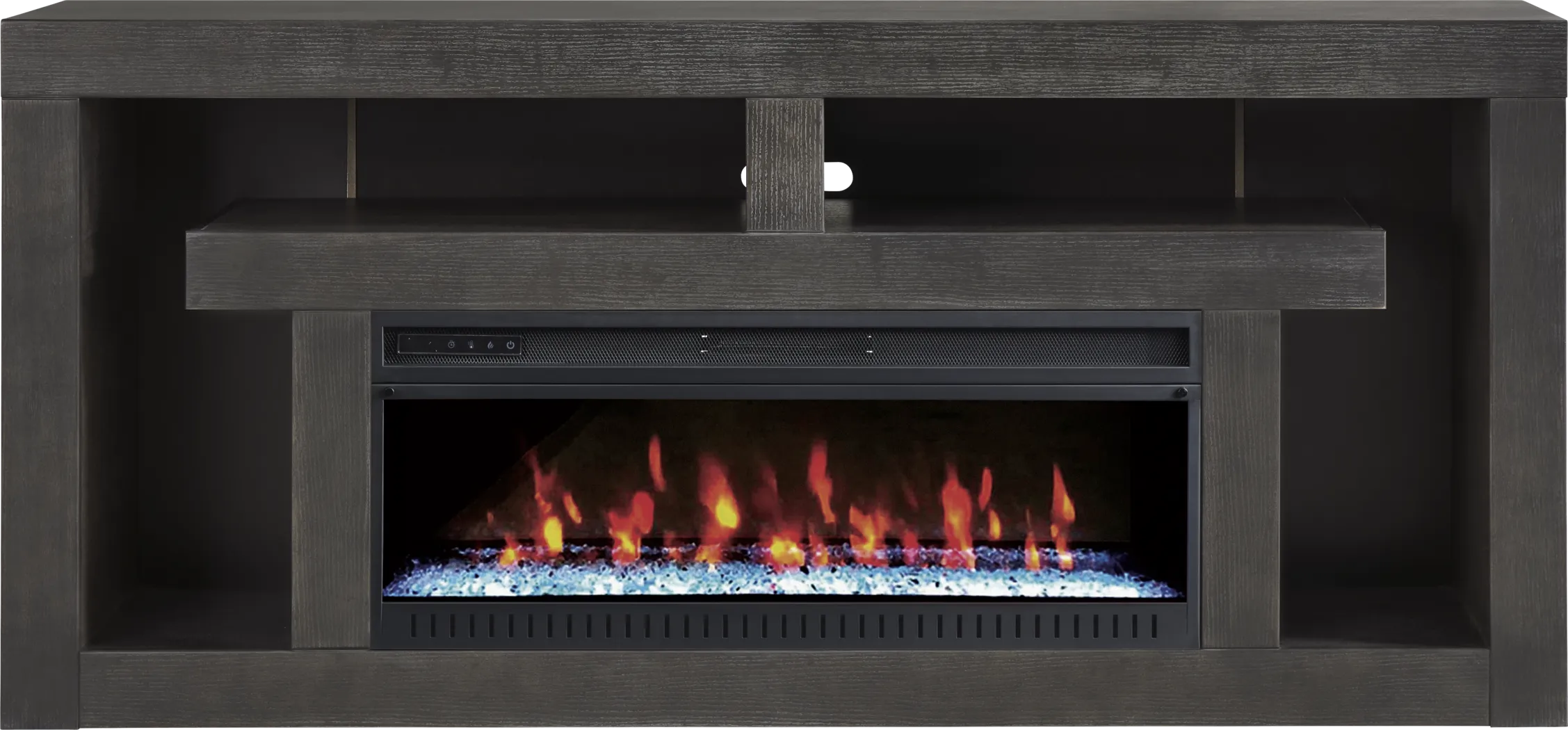 Brookland Park Black 80 in. Console with Electric Fireplace - Thumbnail - Image 1