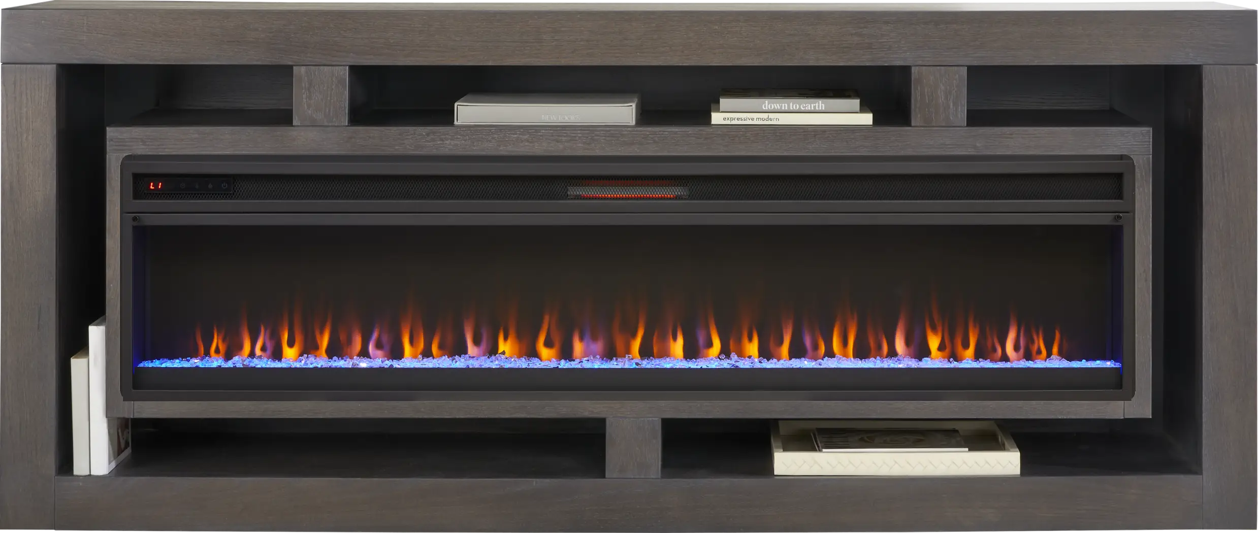 Brookland Park Black 91 in. Console with Electric Fireplace - Thumbnail - Image 2