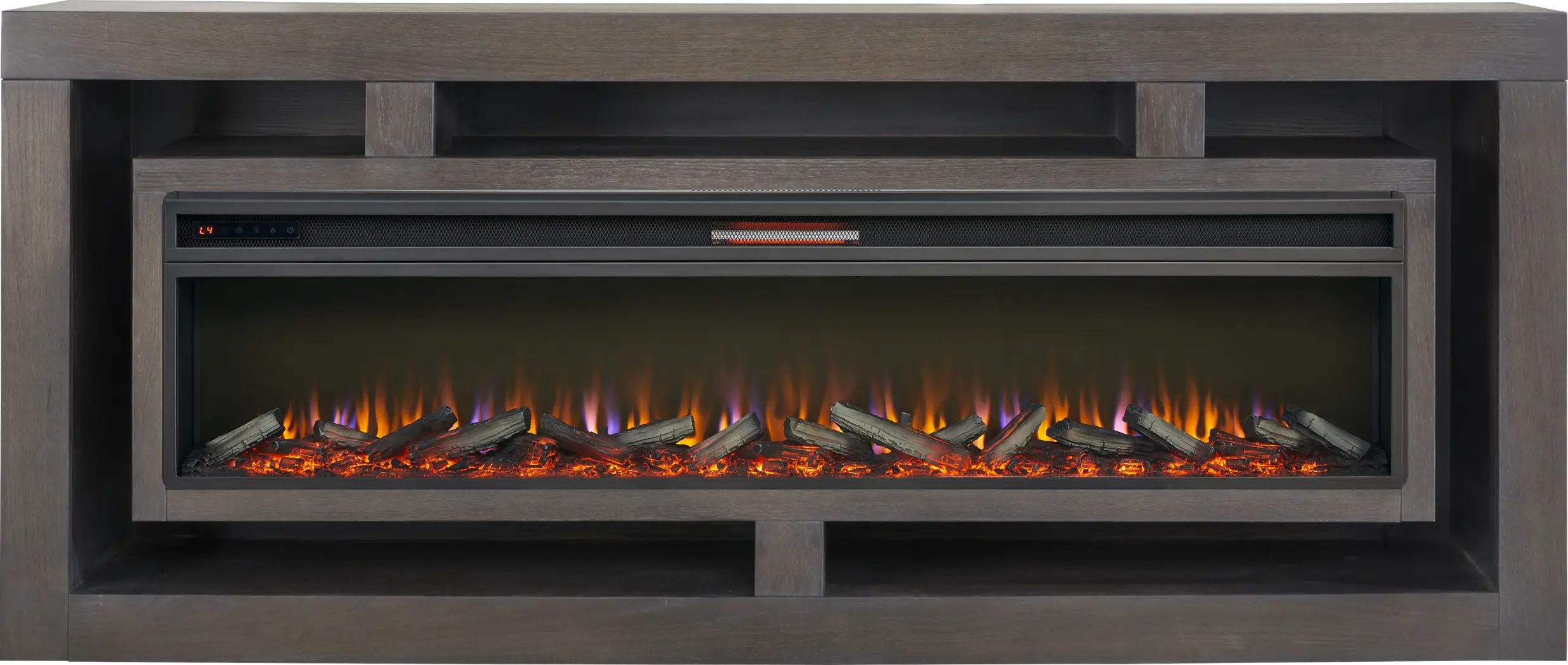 Brookland Park Black 91 in. Console with Electric Log Fireplace - Thumbnail - Image 1