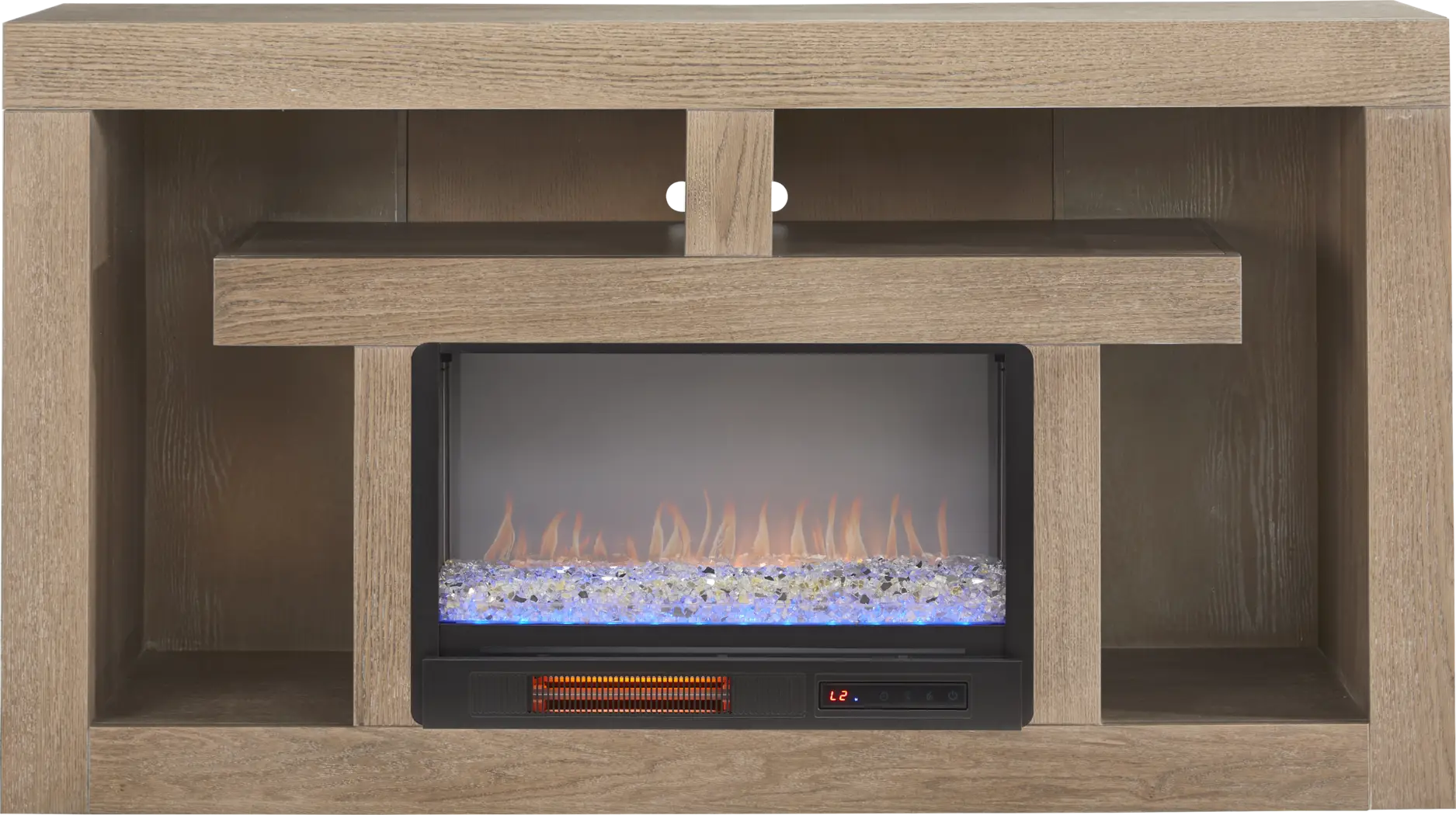 Brookland Park Brown 66 in. Console with Electric Fireplace - Thumbnail - Image 1