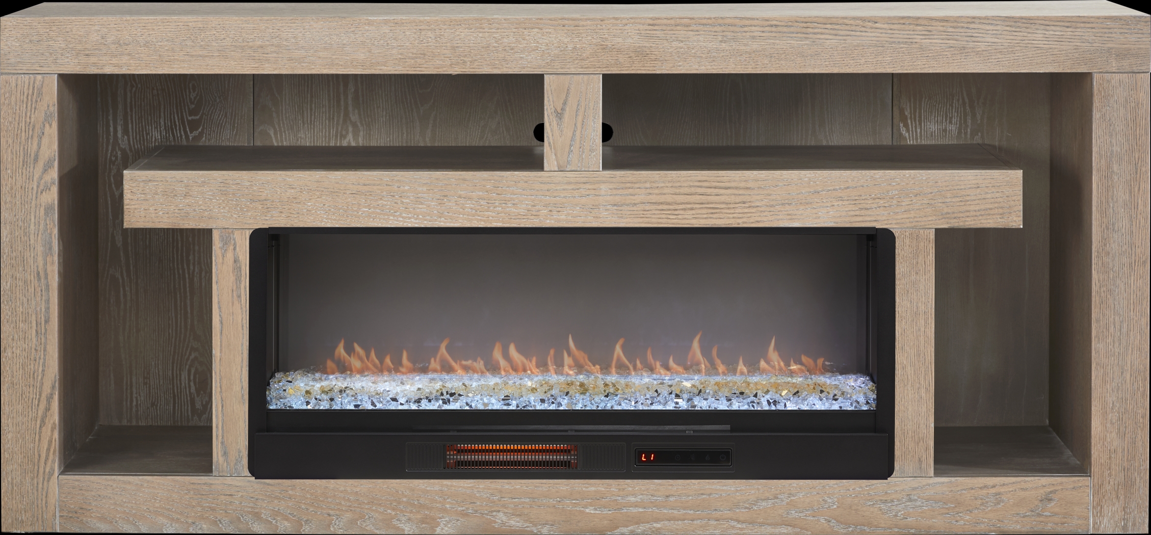 Brookland Park Brown 80 in. Console with Electric Fireplace - Thumbnail - Image 1
