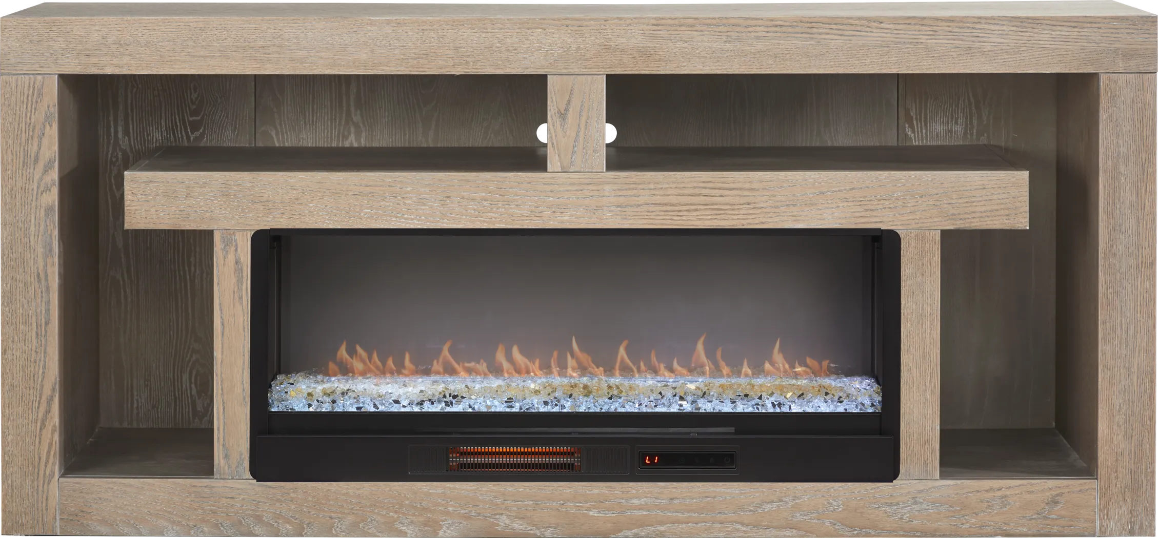 Brookland Park Brown 80 in. Console with Electric Fireplace - Thumbnail - Image 1