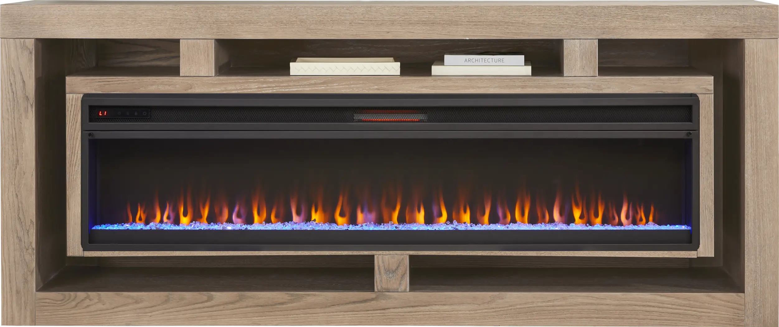 Brookland Park Brown 91 in. Console with Electric Fireplace - Thumbnail - Image 2