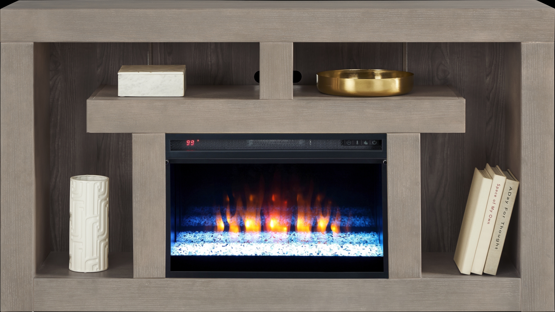 Brookland Park Gray 66 in. Console with Electric Fireplace - Thumbnail - Image 2