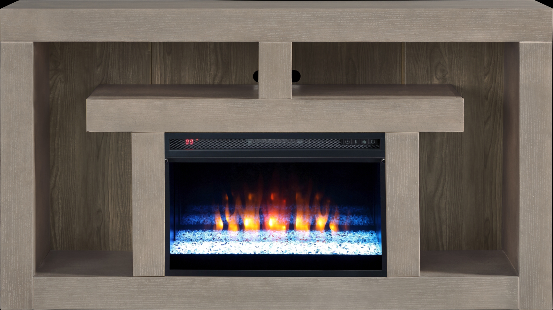 Brookland Park Gray 66 in. Console W/ Crystal Firebox | Rooms to Go