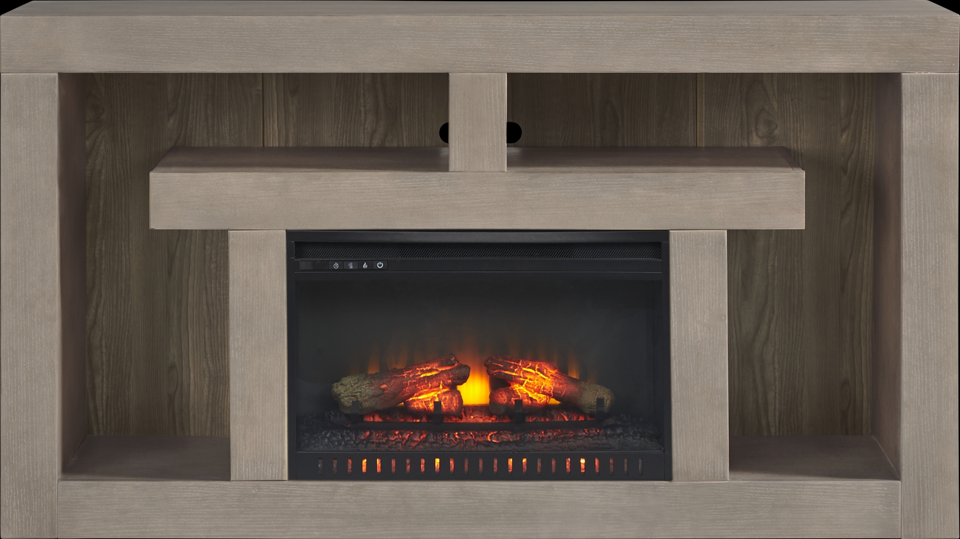 Brookland Park Gray 66 in. Console with Electric Log Fireplace - Thumbnail - Image 1